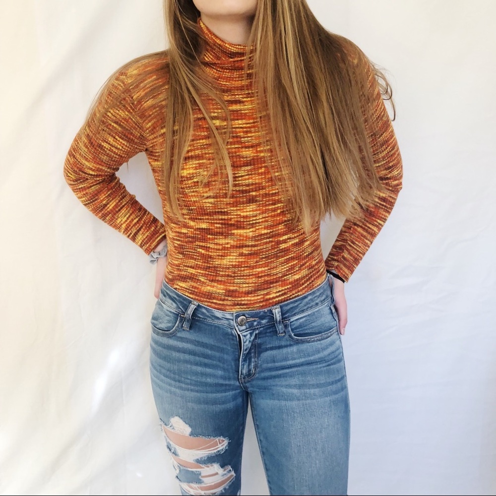 VINTAGE FREE PEOPLE MULTI-COLOR TURTLENECK